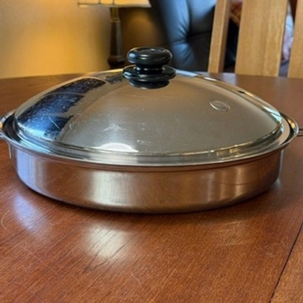 Saladmaster Large  Stainless Steel Mega Skillet Pan with Domed Lid and Handles